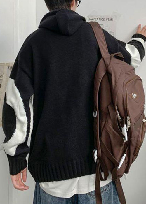 Loose Beige Hooded Cozy Knit Sweaters Winter