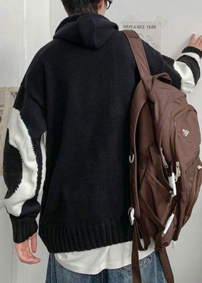 Loose Beige Hooded Cozy Knit Sweaters Winter