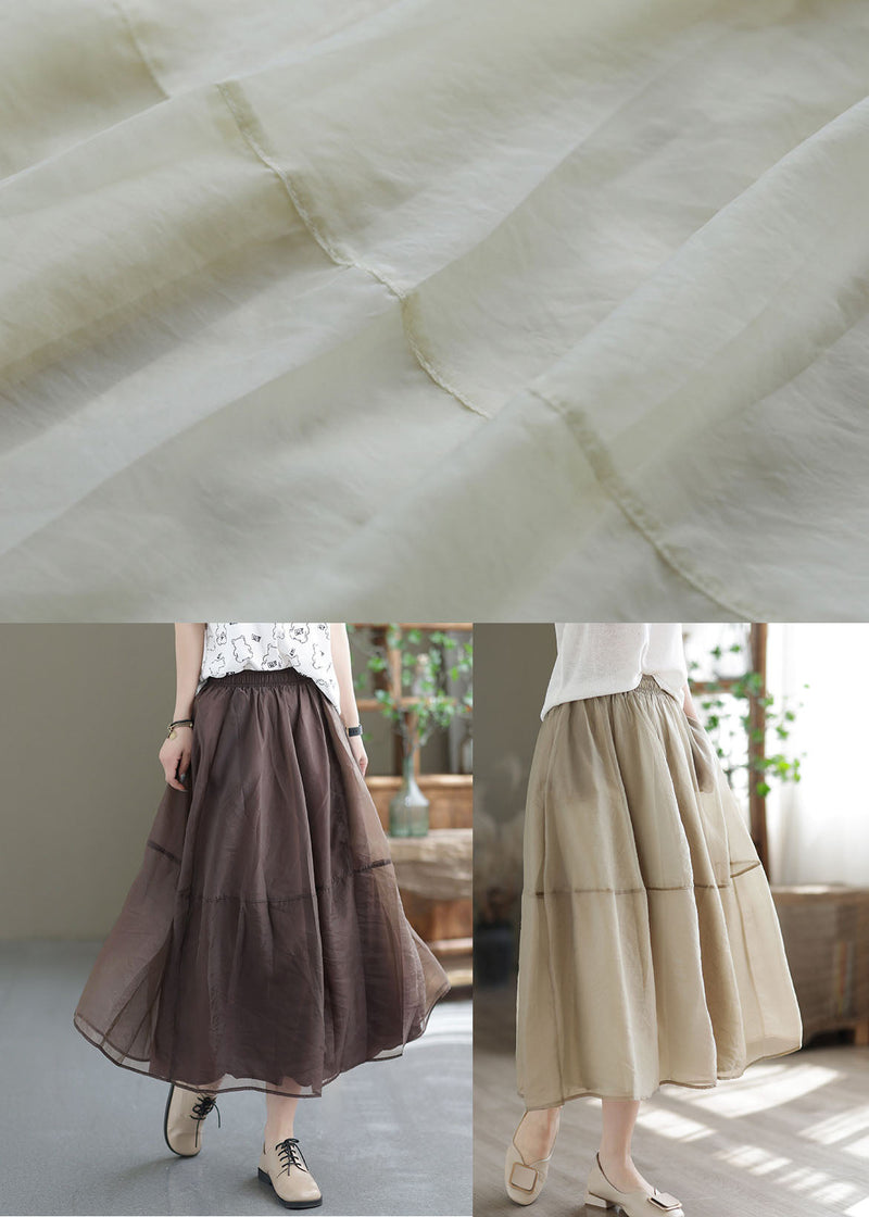 Loose Beige Color Patchwork Tulle a Line Skirts Summer