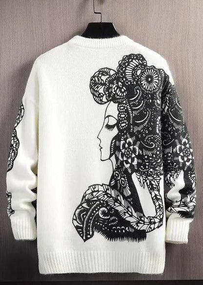 Loose Black O-neck Cozy Knit Pullover Sweaters Spring