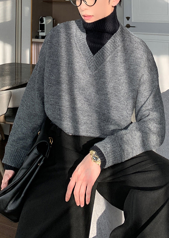 Loose Black Turtleneck Cozy Patchwork Knit Sweater Spring