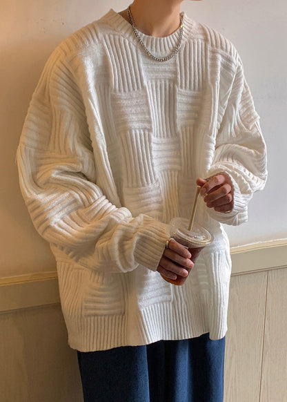 Loose Green O Neck Thick Knit Sweaters Winter