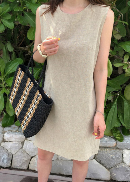 Loose Navy O-neck Long Dresses Summer