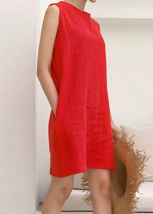 Loose Navy O-neck Long Dresses Summer