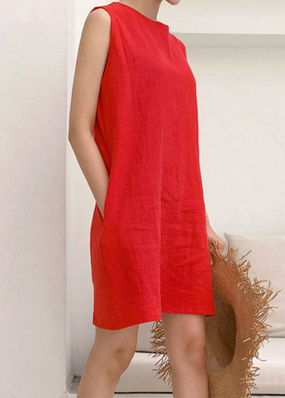 Loose Navy O-neck Long Dresses Summer