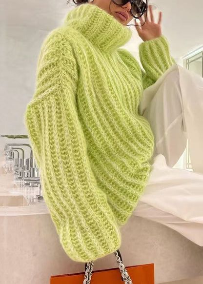 Loose Pink Turtleneck Knit Sweaters Spring