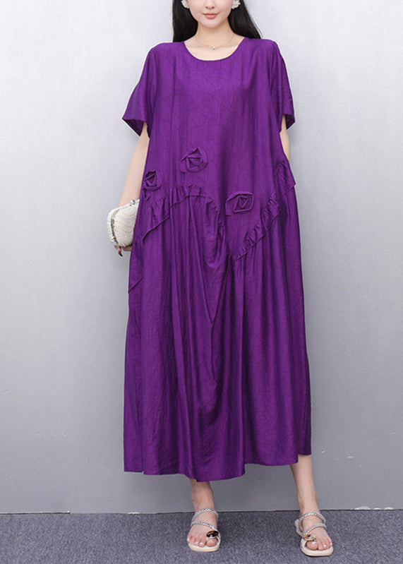Loose Purple Patchwork Maxi Dress Summer