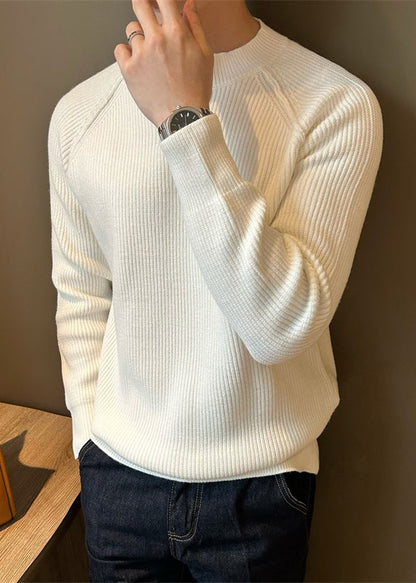 Loose White O Neck Button Knit Sweaters Fall