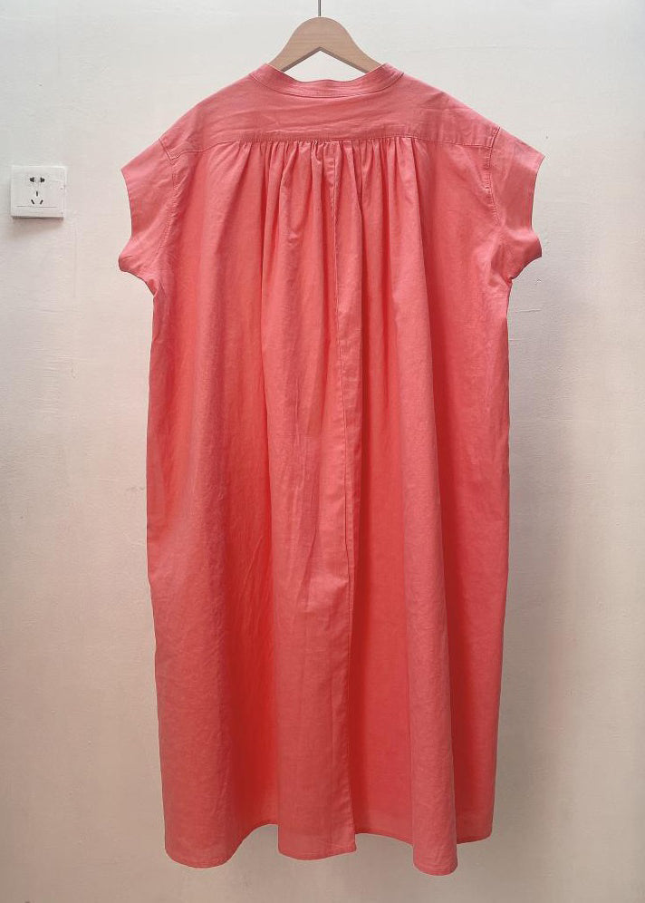 Loose White Button Pockets Cotton Shirt Dresses Summer