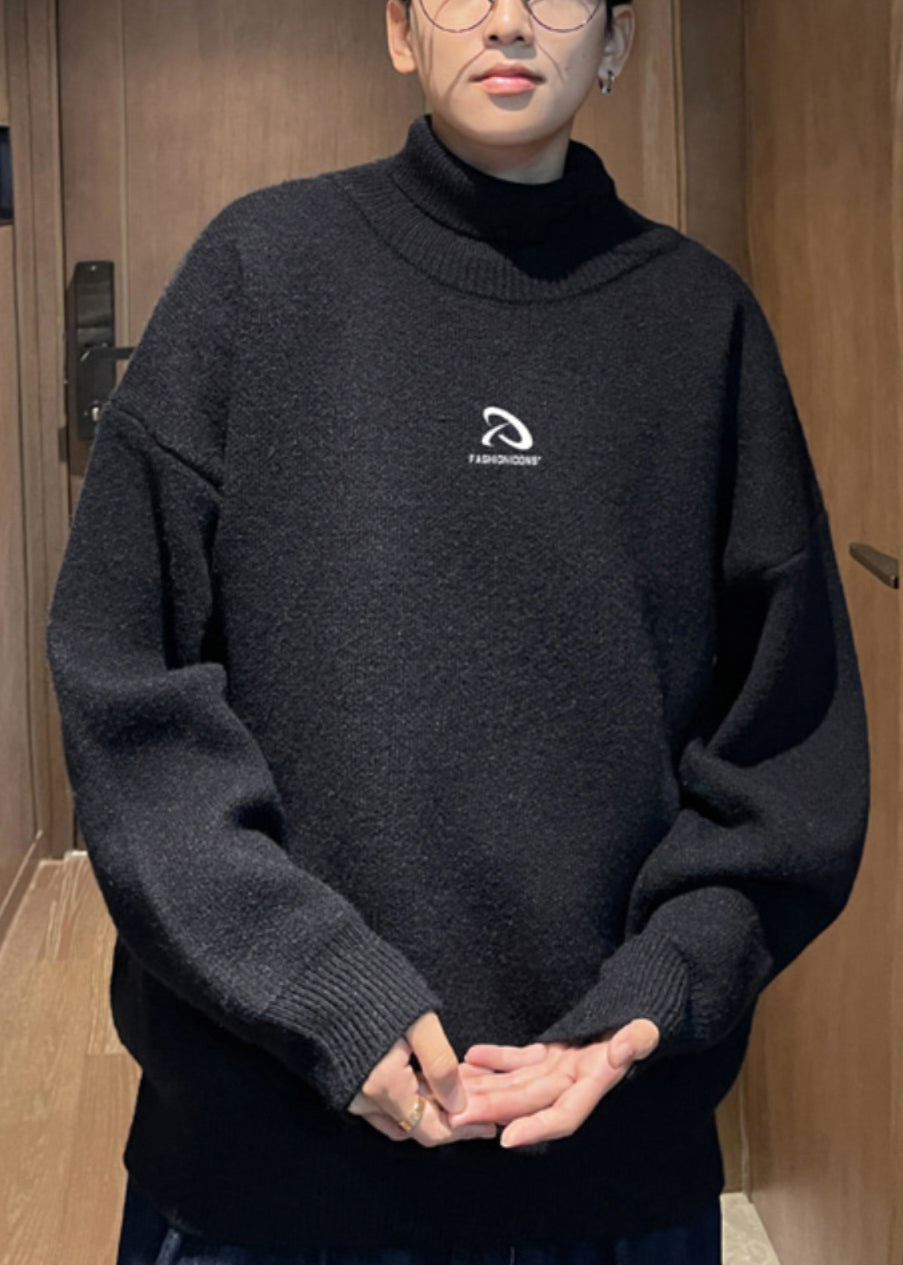 Loose White Turtleneck Thick Knit Sweaters Winter