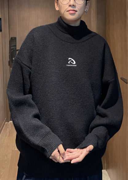 Loose White Turtleneck Thick Knit Sweaters Winter