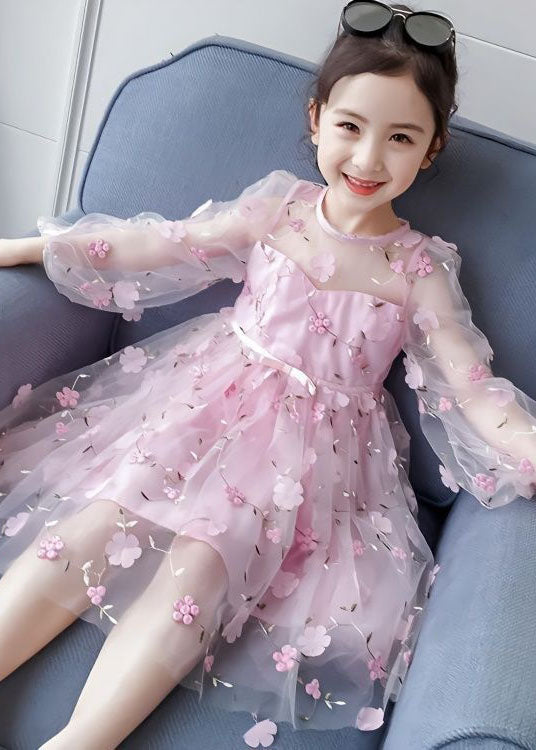 Pink Decorated Patchwork Tulle Baby Princess Dresses Summer