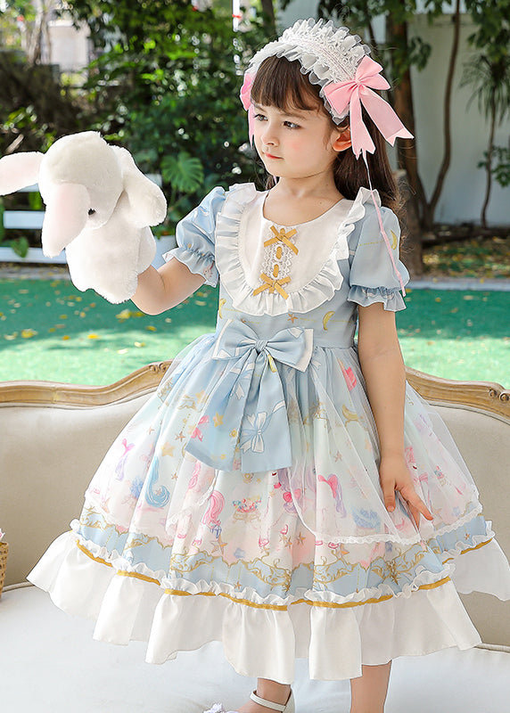 Pink Ruffled Patchwork Bow Chiffon Baby Maxi Dress Summer