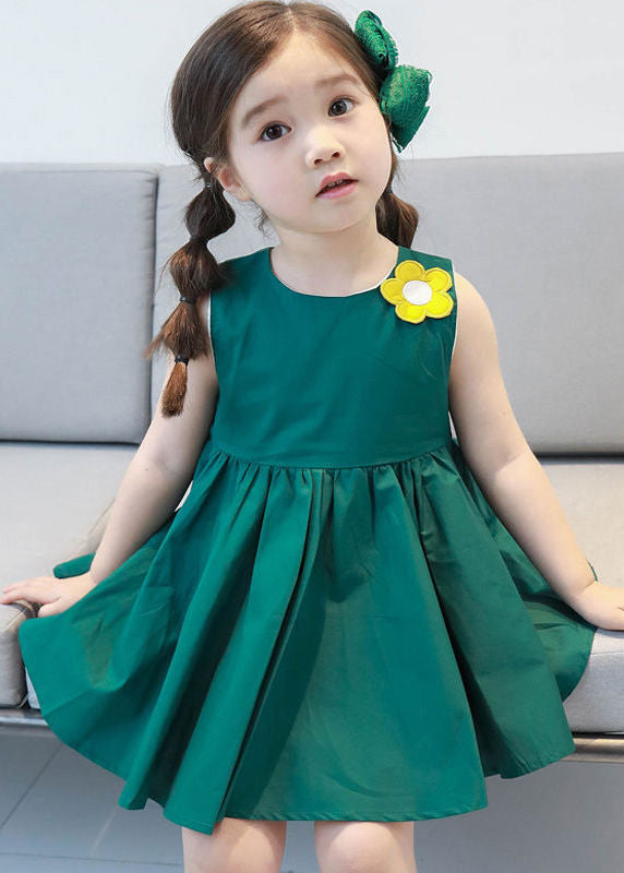 Yellow Patchwork Cotton Mid Dresses Sleeveless