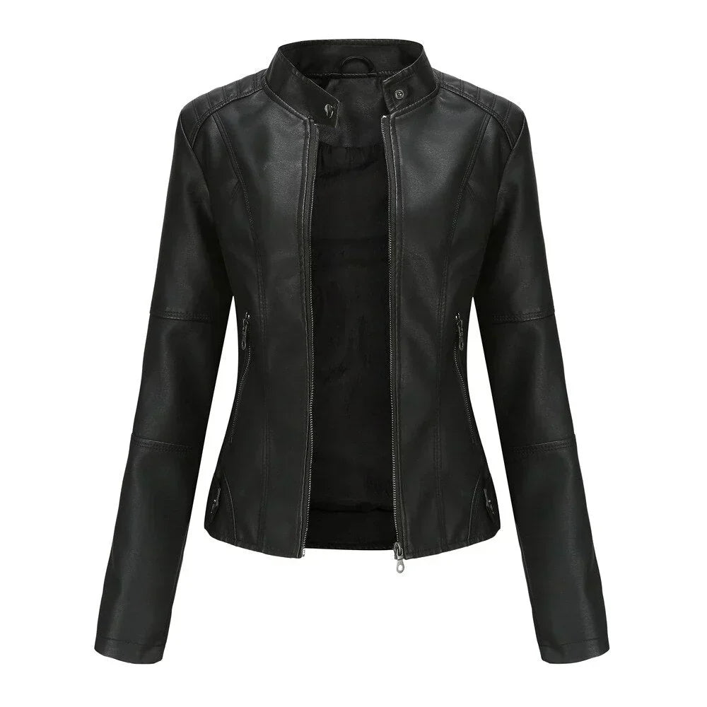 JO | Ladies leather jacket with Mao