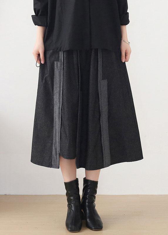 Modern Dark Grey Elastic Waist a Line Fall Skirts