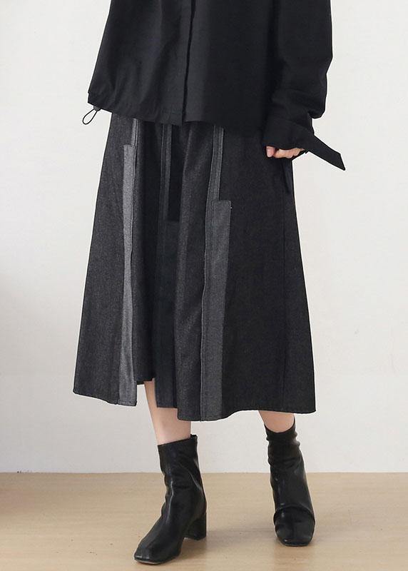 Modern Dark Grey Elastic Waist a Line Fall Skirts
