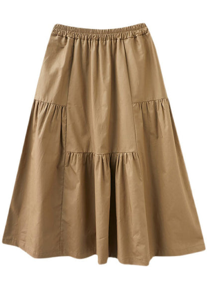 Modern Green High Waist Wrinkled Asymmetrical Design Pockets Fall Skirt