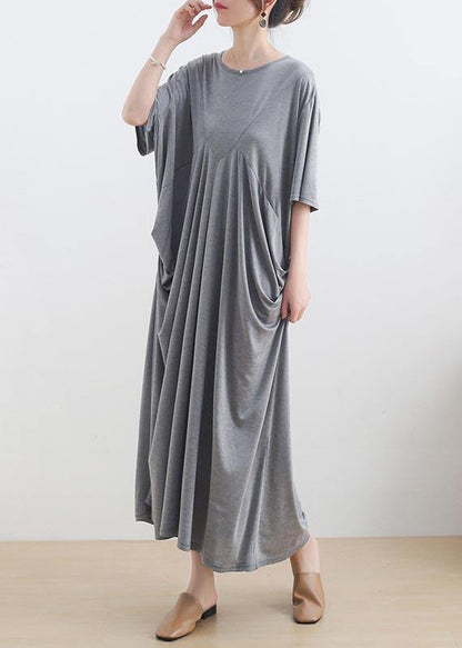 Modern Grey Short Sleeve Cotton Loose Summer Holiday Dress