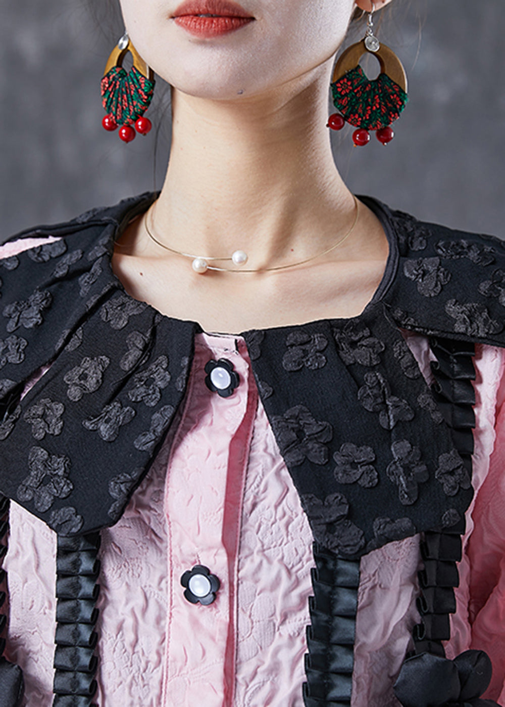 Modern Pink Jacquard Cotton Shirt Dress Summer