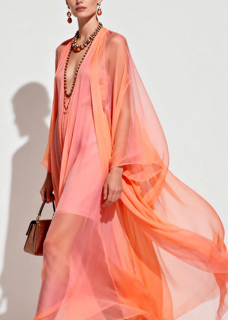 Modern V Neck Patchwork Chiffon Sets 2 Pieces Summer