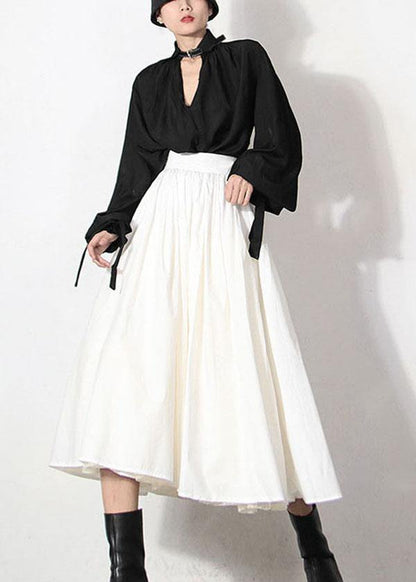 Modern White Patchwork Lace Summer a Line Skirts