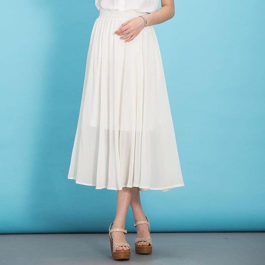 Modern Big Hem Chiffon Dresses Fabrics White Dress Summer
