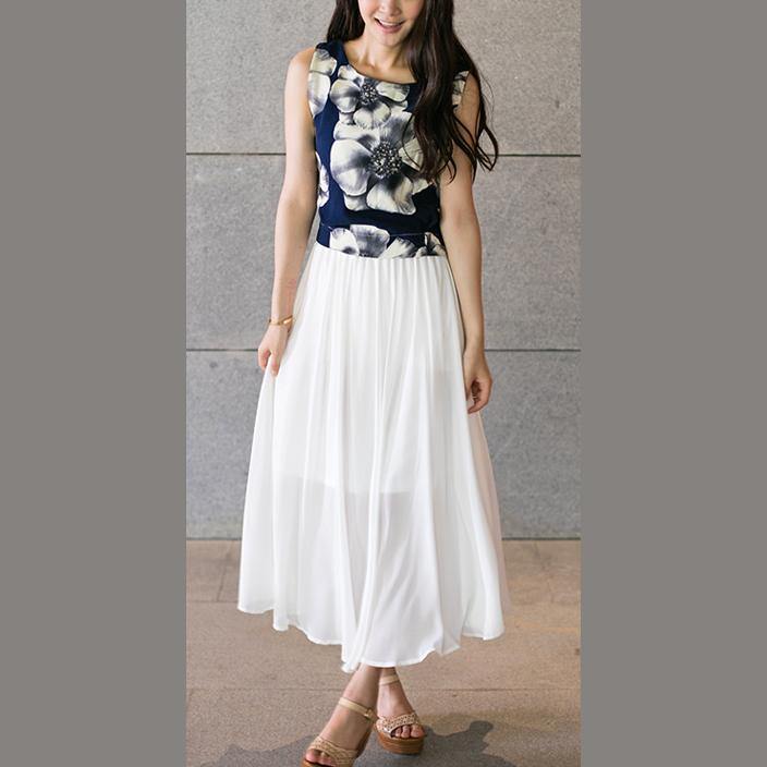 Modern Big Hem Chiffon Dresses Fabrics White Dress Summer