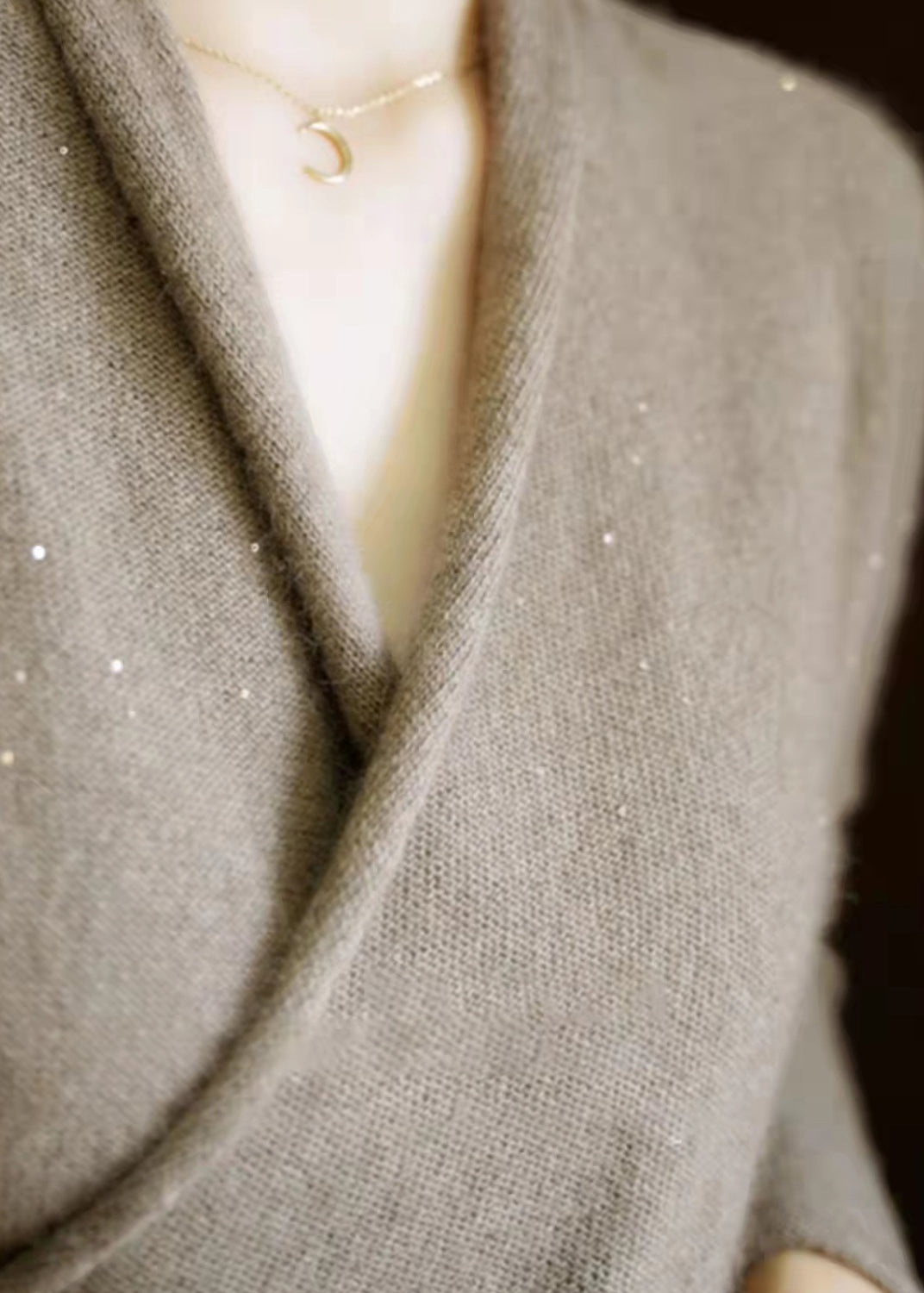 Modern Chocolate V Neck Thick Cashmere Knitted Sweater Tops Long Sleeve
