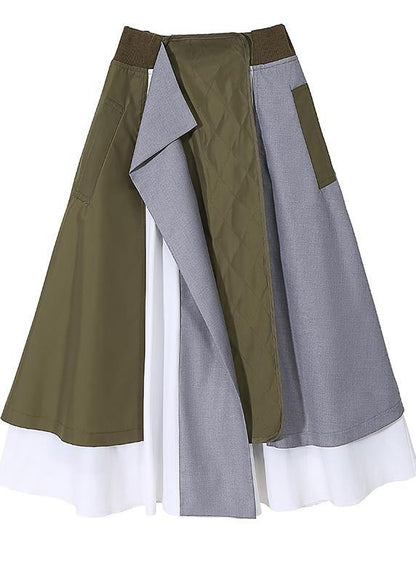 Multicolor Patchwork A-line Long Skirt