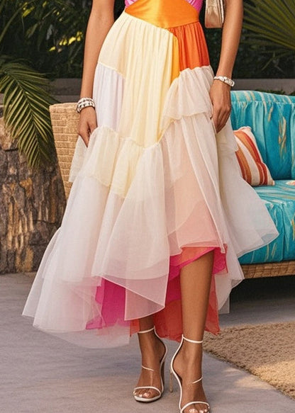 Multicolored Patchwork Tulle Sundress Exra Large Hem Summer