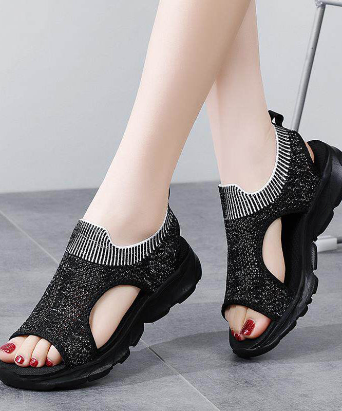 Multicolour Sandals Knit Fabric Hollow Out Sandals