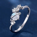 Bright White Opal Silvered Ring