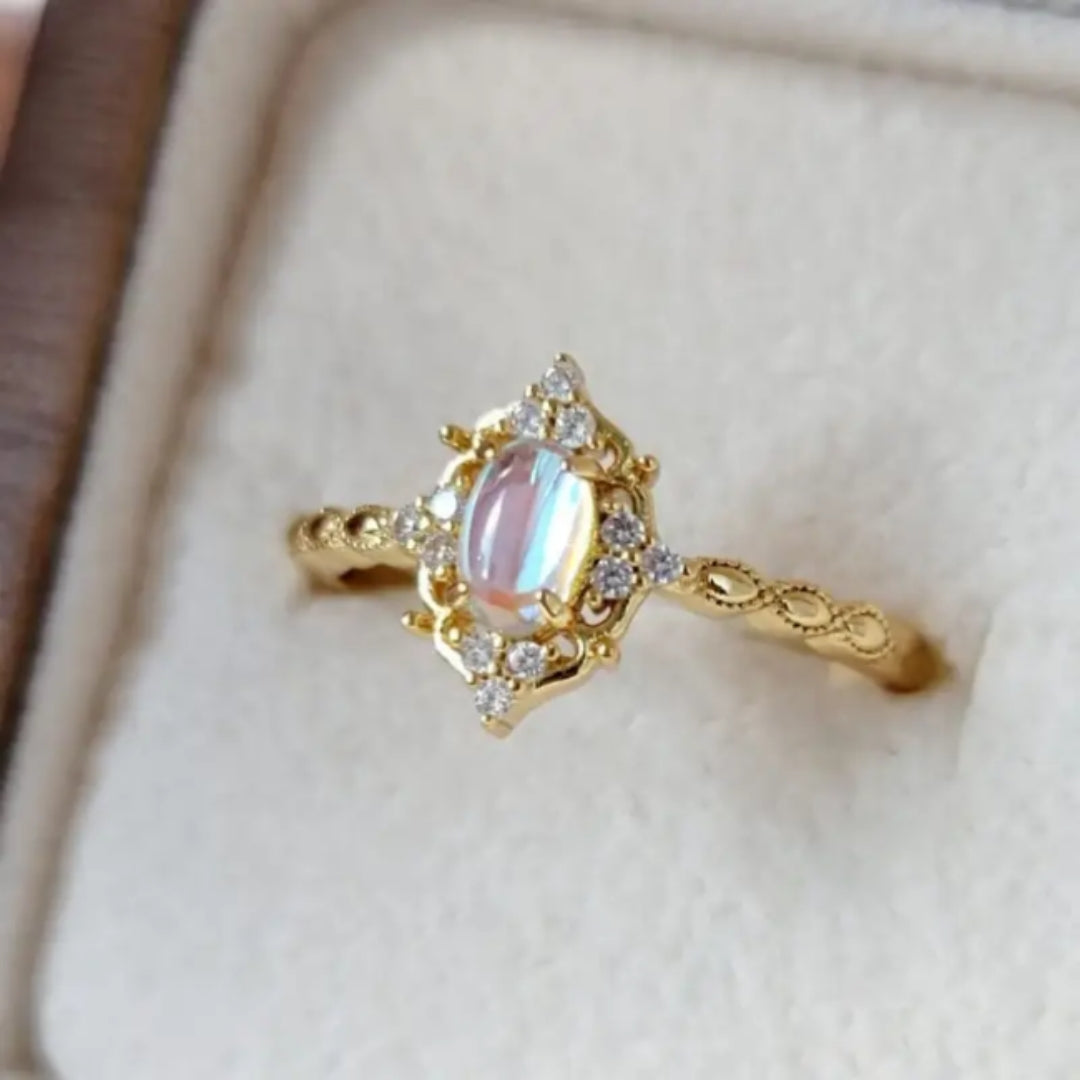 Gold Moon Crystal Ring
