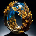 Exotic Blue Golden Leaf Ring