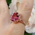 Vintage Garnet Rounded Glass Gold Ring