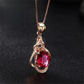 Elegant Red Crystal Gold Necklace