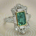 Green Silver White Glass Ring