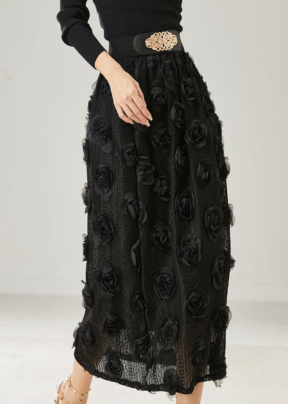 Natural Black Stereoscopic Knit Skirts Summer