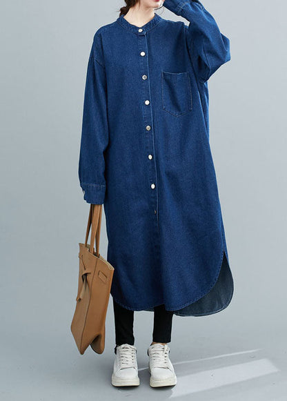 Natural Blue Shirts Denim Maxi Dress Spring