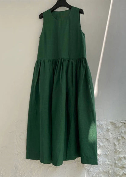 Natural Green Patchwork Maxi Dress Summer