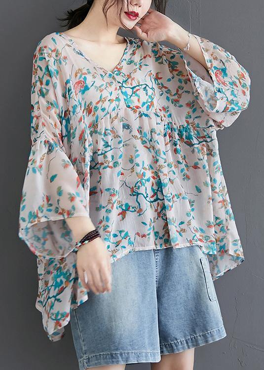 Natural Plant Flowers Prints Cotton Linen Long Shirts Gifts Low High Design Summer Tops
