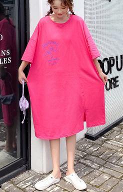 Natural Rose Graphic Cotton Half Sleeve Summer Dresses