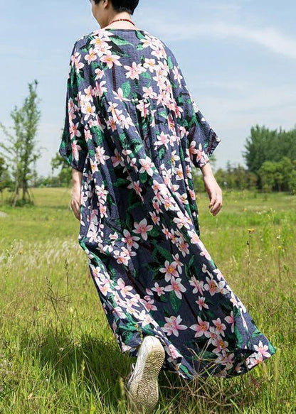 Natural O Neck Half Sleeve Chiffon Clothes for Ideas Navy Print Dress Summer