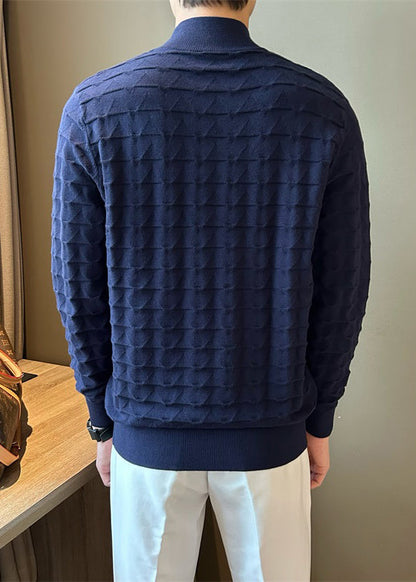Navy Cozy Knit Sweater Tops Turtleneck