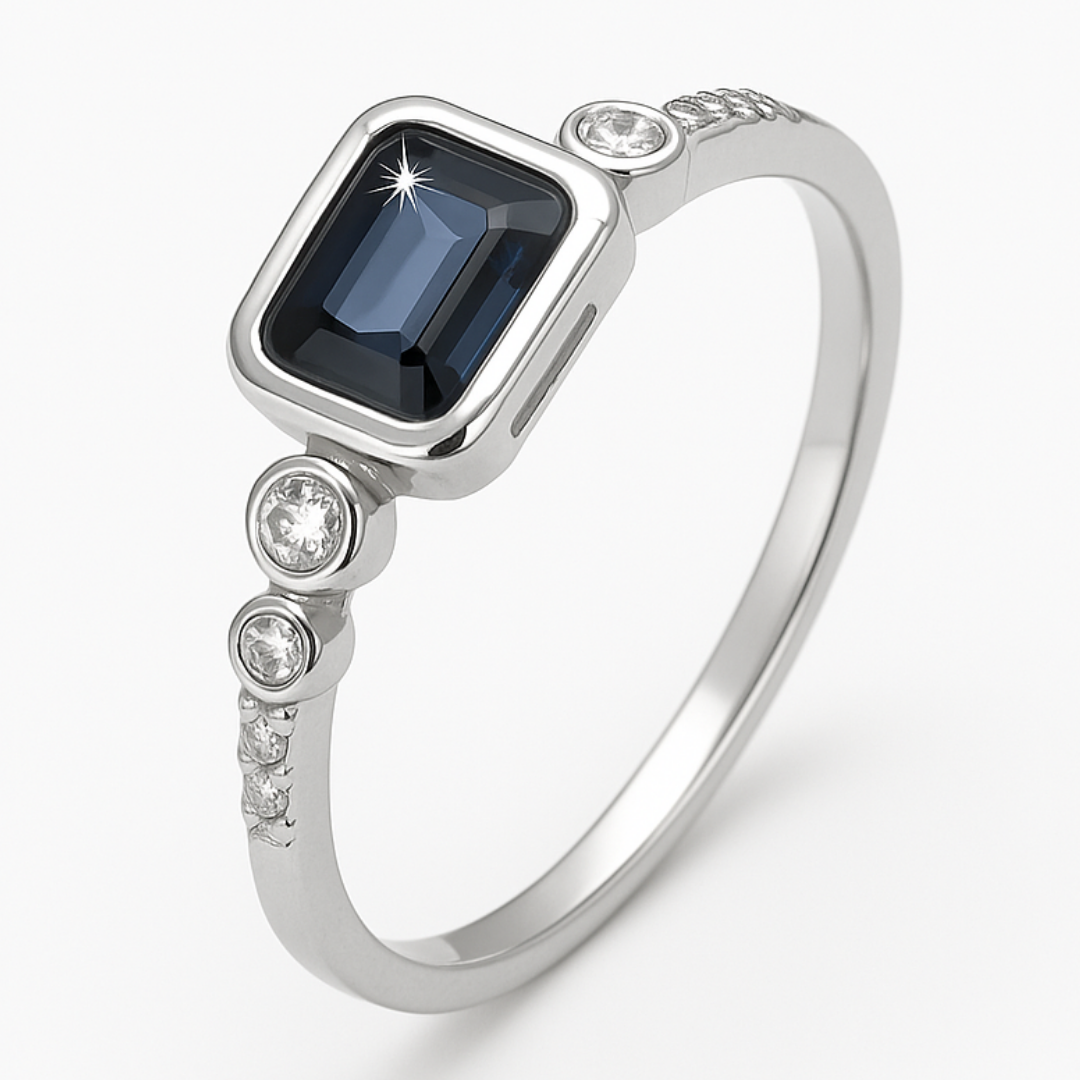 Navy Stone Cluster Ring