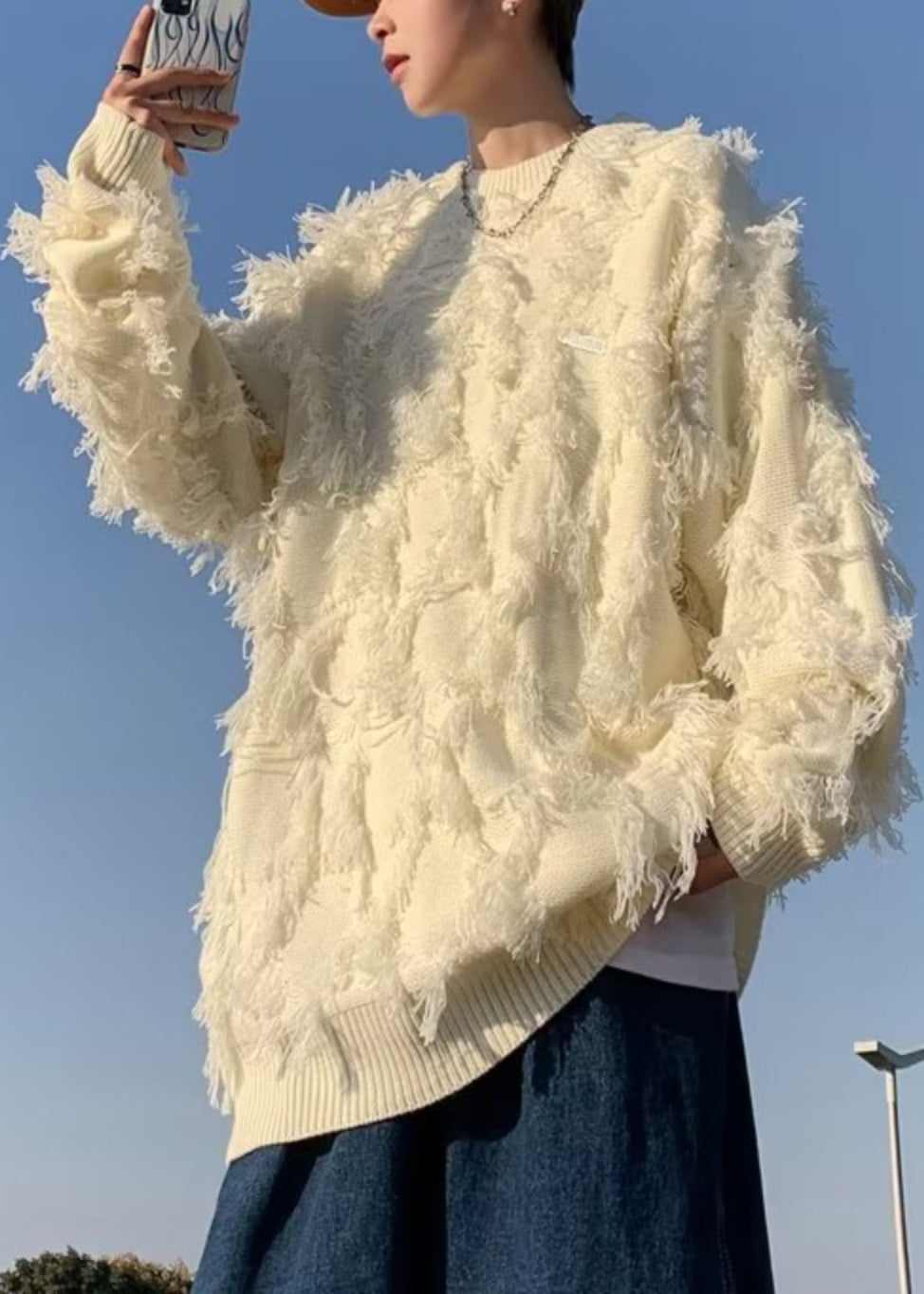 New Apricot Tasseled Knit Sweater Fall