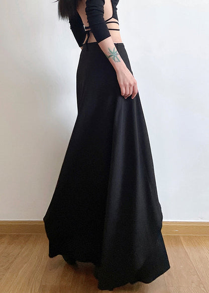 New Black Lace Up High Waist Cotton Skirts Summer