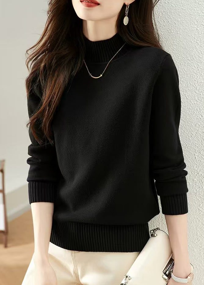 New Black Turtleneck Knit Sweaters Fall