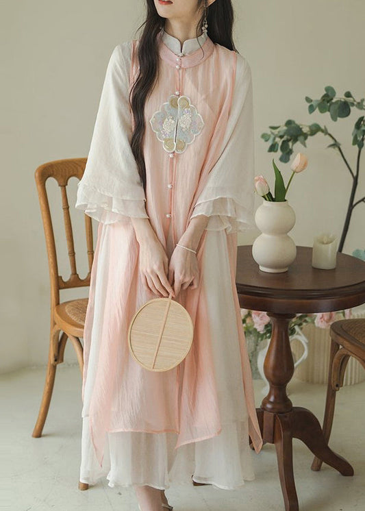 New Chinese Style Stand Collar Embroidered Dress Two-piece Set Autumn